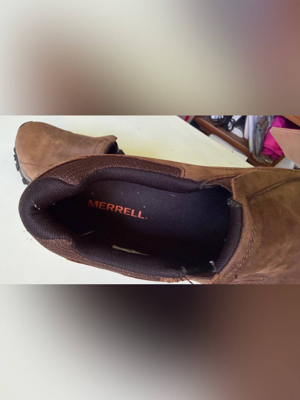 Merrell Mens Size 9.5W Moab Adventure Moc Dark Earth Hiking Shoes J91837W - Picture 5 of 9